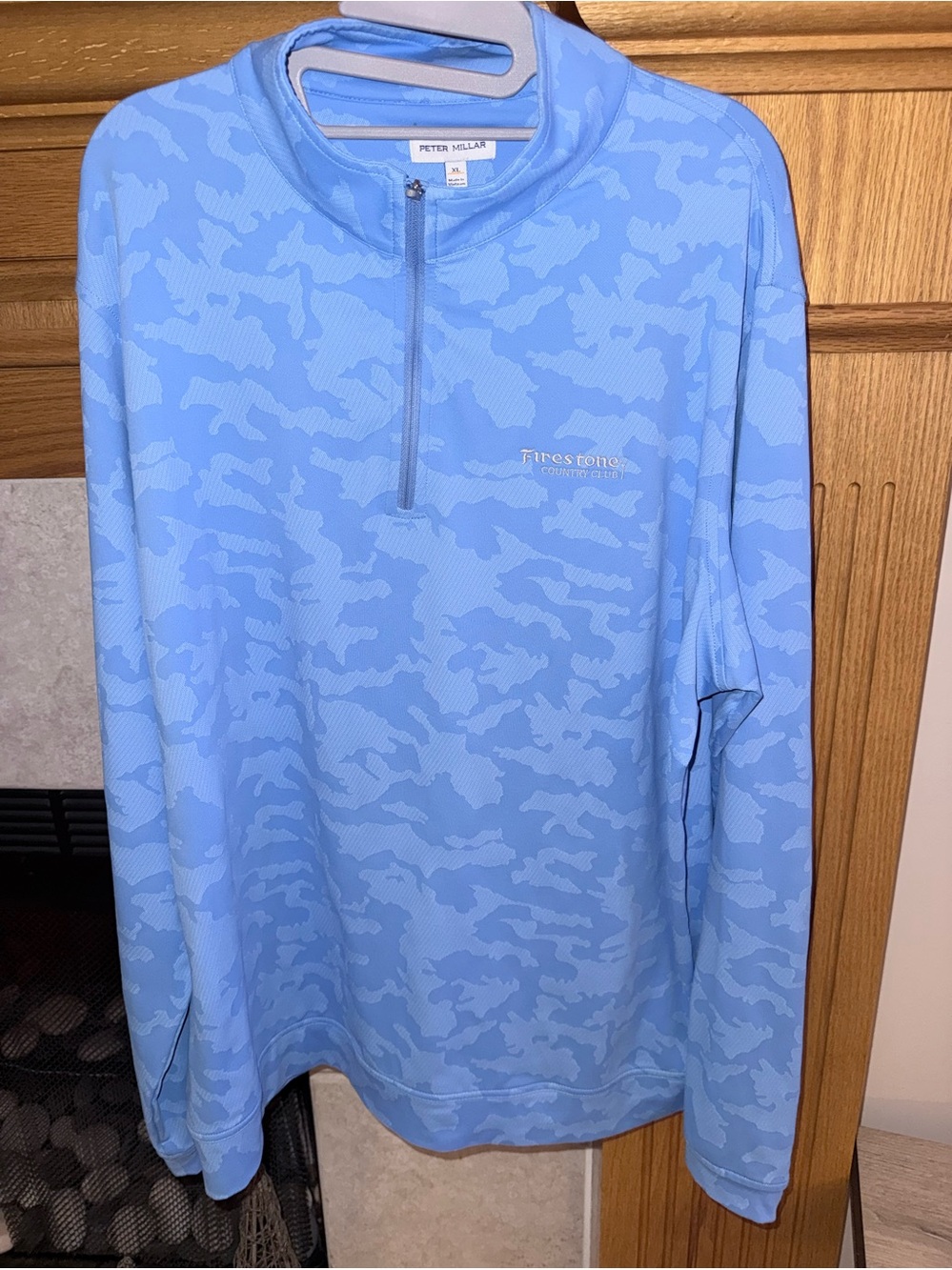Peter Millar Light Blue Camo Quarter-Zip Size XL